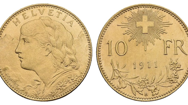 Das 10-Franken-Goldvreneli von 1911.