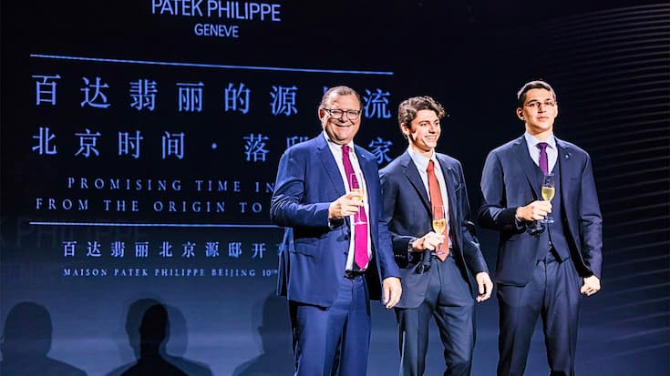Patek-Präsident Thierry Stern mit seinen Söhnen Tristan und Adrien (von links): Die nächsten Vertreter der Genfer Dynastie.