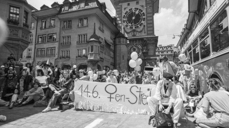 Frauenstreik: «Wenn Frau will, steht alles still»: Unter diesem Motto streikten am 14. Juni 1991 hunderttausende Schweizerinne