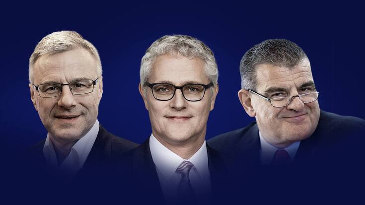 Adecco-CEO Alain Dehaze, Geberit-Chef Christian Buhl und Stadler-Rail-Präsident Peter Spuhler