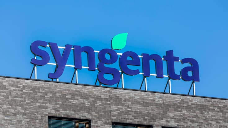 <p>Das Logo von Syngenta an einem Firmengebäude in Sisslen (Januar 2021).</p>