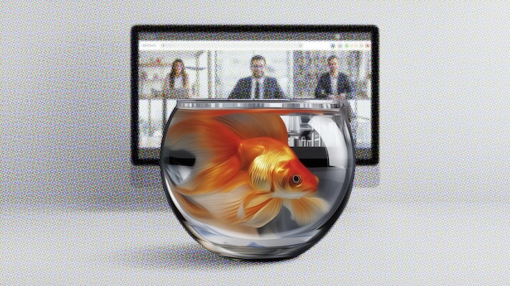 <p>Onlinemeetings gleichen teilweise einem Goldfisch im Glas: Kaum vorbei, ist alles wieder vergessen.</p>