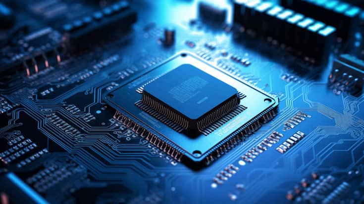 <p>Nahaufnahme einer Leiterplatte.</p>