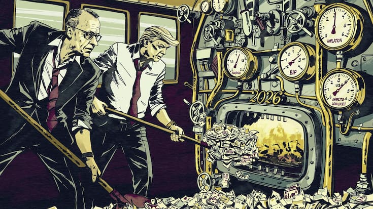 <p>Ordentlich Dampf im Kessel: Donald Trump und Friedrich Merz halten das Tempo mit viel Geld aufrecht. Dabei haben sie vor ­allem Teuerung und Arbeitslosenraten im Blick.</p>