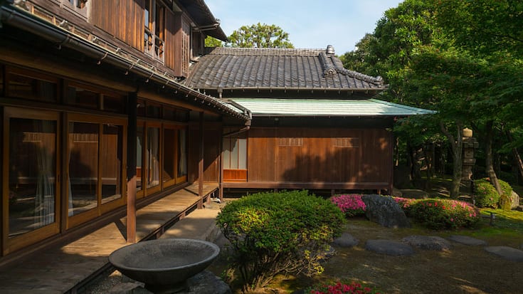 Garden of kyu asakura traditional japanese house from taisho era, Kanto region, Tokyo, Japan