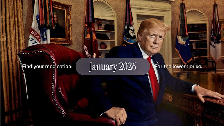 <p>US-Präsident Donald Trump inszeniert sich zum baldigen Start von TrumpRx.gov als Grandpa der Nation.</p>