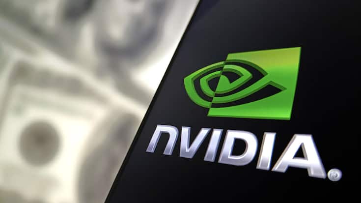 <p>Illustration mit Nvidia-Logo. Das Unternehmen Nvidia ist einer der grössten Entwickler von Grafikprozessoren und Chipsätzen für Personal Computer, Server und Spielkonsolen (2024).</p>