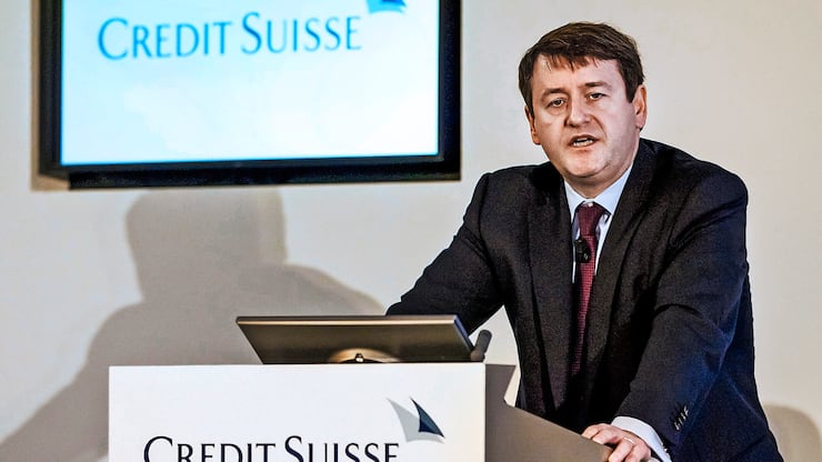 David Mathers, CFO of Swiss Bank Credit Suisse, speaks during a press conference announcing the 2011 third quarter results in Zurich, Switzerland, Tuesday, November 1, 2011. (KEYSTONE/Alessandro Della Bella)