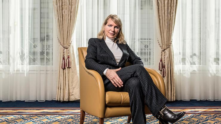 Margarita Louis-Dreyfus poses in the hotel Savoy Hotel Baur en Ville in Zurich, Switzerland, Monday, February 27, 2017. (KEYSTONE/Ennio Leanza)