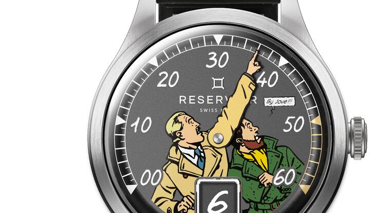 Zifferblatt der neuen Reservoir mit zwei Comic-Figuren