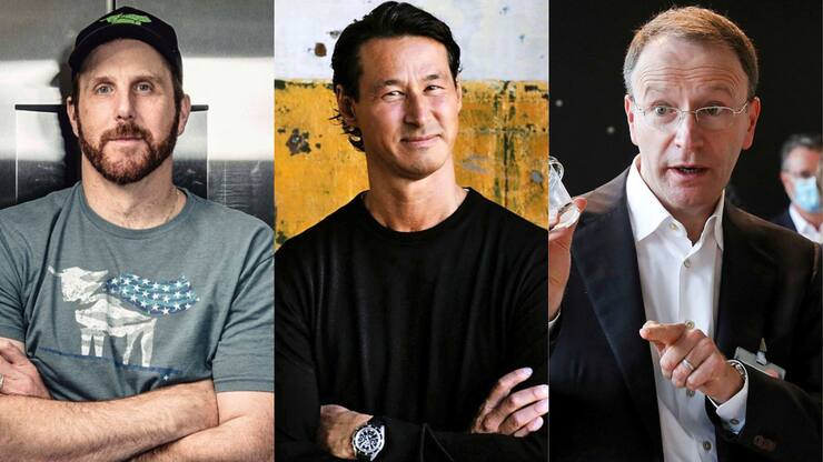 Beyond-Meat-Gründer Ethan Brown, Oatly-CEO Toni Petersson. Nestlé-Chef Mark Schneider