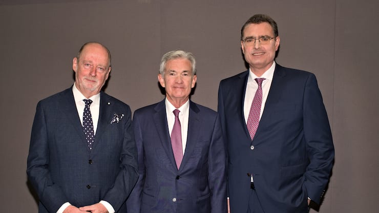 Martin Meyer, PrÃ¤sident, Schweizerisches Institut fÃ¼r Auslandforschung;Jerome Powell, Governor, FED;Thomas Jordan, PrÃ¤sident, Schweizerische Nationalbank