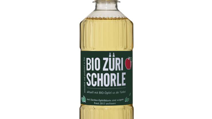 Bio Züri Schorle: «Aktuell mit Bio-Öpfel us de Türkei – eusi Zürcher Öpfelblüete sind wägem Frost 2017 verfroore» Quelle