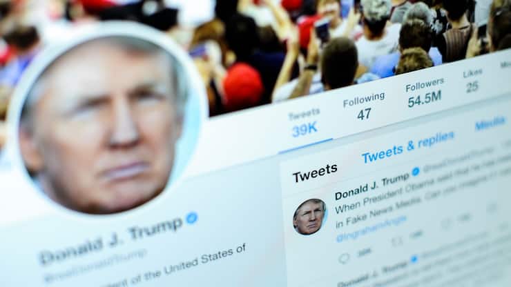 US Presdient Donald Trumps Twitter feed is seen on a laptop screen in Warsaw, Poland on September 15, 2018. (Photo by Jaap Arriens/NurPhoto via Getty Images)