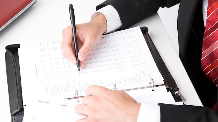 businessman busy with paper work and finance