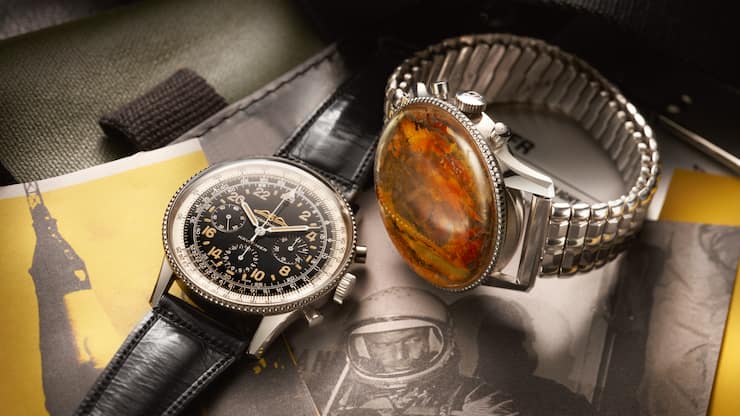 Historical Breitling Navitimer Cosmonaute from 1962 and the original Navitimer Cosmonaute/ first Swiss wristwatch in space worn by Scott Carpenter during his Mercury-Atlas 7 mission in 1962 (left to right)_RGB