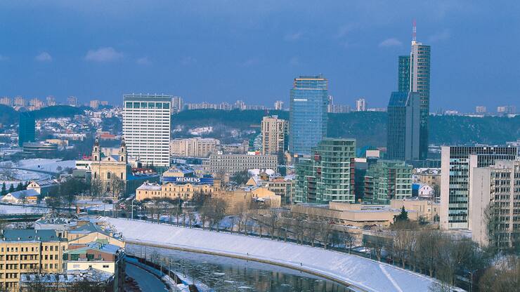 UNSPECIFIED - DECEMBER 29:  High angle view of a city, Vilnius, Lithuania  (Photo by De Agostini/Getty Images)