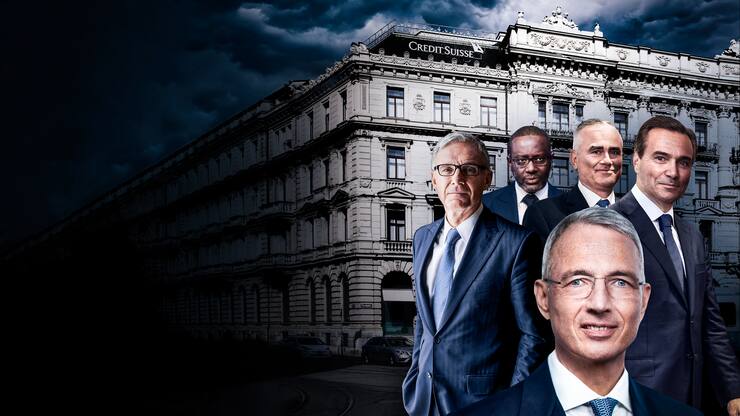 Der nächste Neuaufbruch In einer Hinsicht ist die Credit Suisse verlässlich: Skandale und neue Chefs gibts zuhauf – Urs Rohner, Tidjane Thiam, Thomas Gottstein, António Horta-Osório (hinten, von links), Axel Lehmann (vorne).