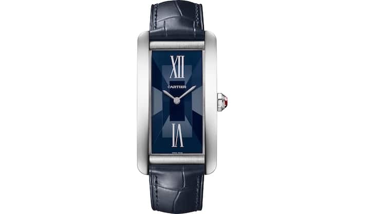 exklusive Version der Tank Américaine mit blauem Zifferblatt und Platingehäuse.