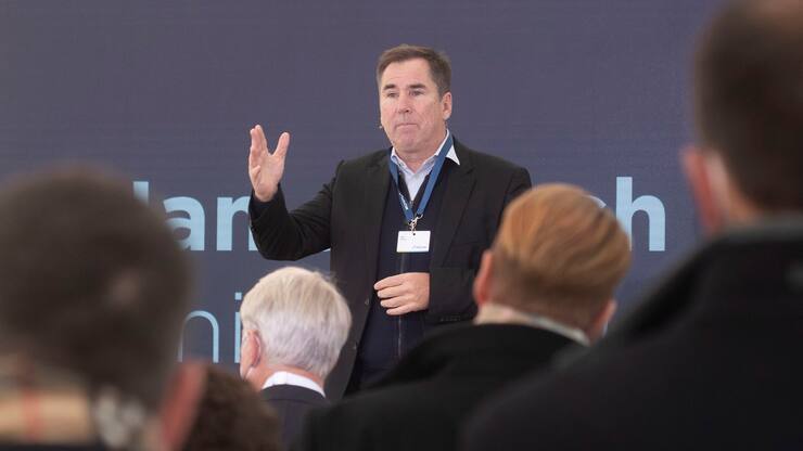 CEO Jan Jenisch of Swiss cement maker Holcim makes a speech during the Holcim Capital Markets Day event in Basel, Switzerland, November 18, 2021. REUTERS/Arnd Wiegmann