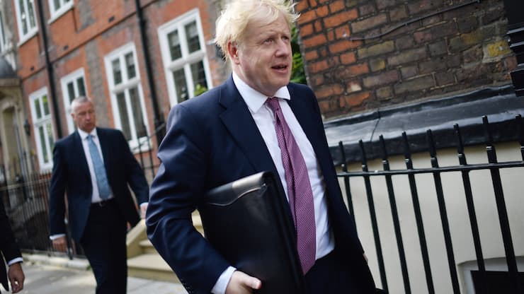 LONDON, ENGLAND - JULY 22: Conservative leadership favourite Boris Johnson arrives at his office on July 22, 2019 in London, England. The results of the leadership campaign will be announced on July 23 with the new Prime Minister taking office the following day. (Photo by Peter Summers/Getty Images)