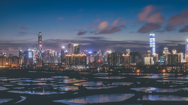 Blick auf Shenzhen, Chinas Wirtschaftsmetropole. 