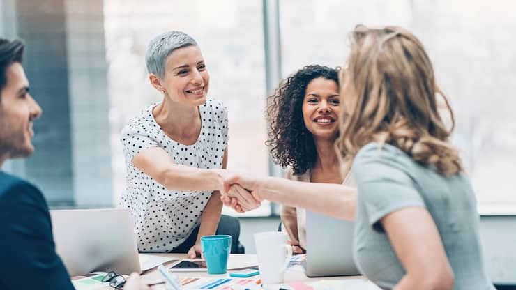 Business persons handshaking on a business meeting