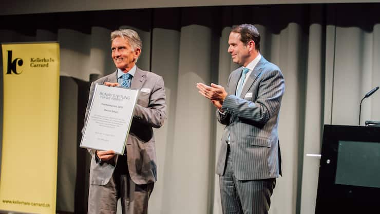 Marco Solari (Locarno Film Festival) und Beat BrechtbÃ¼hl (Kellerhals-Carrard)