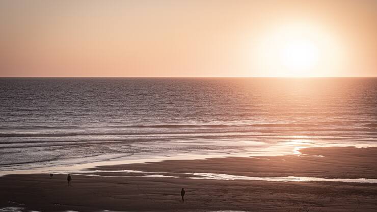 Sunset on Atlantic Ocean in Cap Ferret, France, on May 19, 2020. (Photo by Fabien Pallueau/NurPhoto via Getty