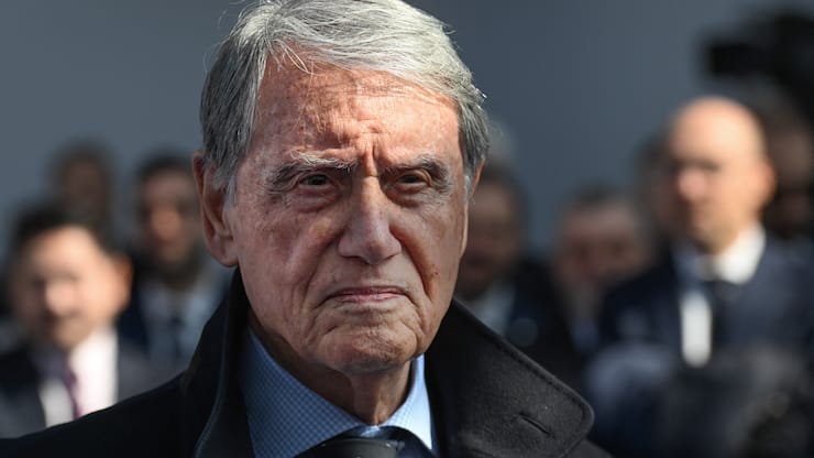 Italian president of MSC Gianluigi Aponte attends the inauguration ceremony of the MSC Worlds America cruise ship at Les Chantiers de l'Atlantique shipyard in Saint-Nazaire, western France, on March 27, 2025. (Photo by Sebastien Salom-Gomis / AFP) (Photo by SEBASTIEN SALOM-GOMIS/AFP via Getty Images)          