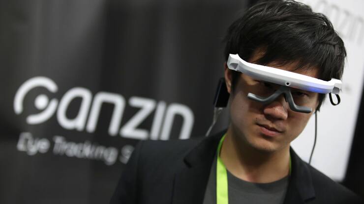 LAS VEGAS, NEVADA - JANUARY 06: A Ganzin Technologies eye tracking device is demonstrated during a press event for CES 2019 at the Mandalay Bay Convention Center on January 6, 2019 in Las Vegas, Nevada. CES, the world's largest annual consumer technology trade show, runs from January 8-11 and features about 4,500 exhibitors showing off their latest products and services to more than 180,000 attendees.  (Photo by Justin Sullivan/Getty Images)