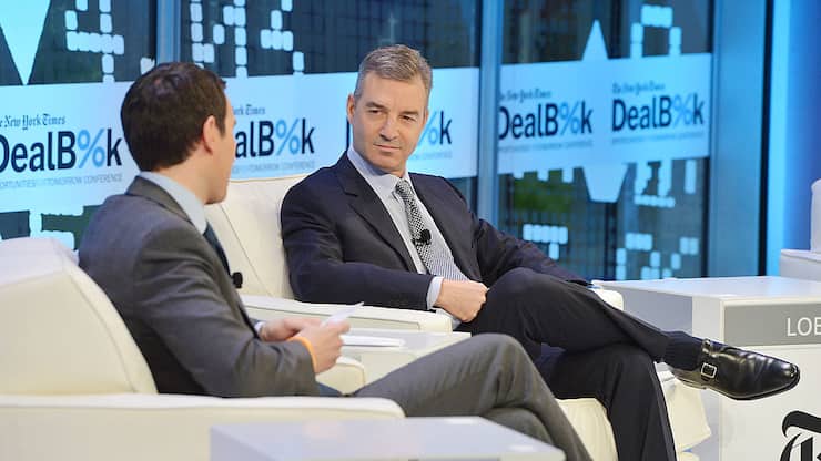 NEW YORK, NY - NOVEMBER 12:  Journalist Andrew Ross Sorkin (L) and founder of Third Point LLC Daniel Loeb participate in a discussion at the New York Times 2013 DealBook Conference in New York at the New York Times Building on November 12, 2013 in New York City.  (Photo by Larry Busacca/Getty Images for The New York Times)