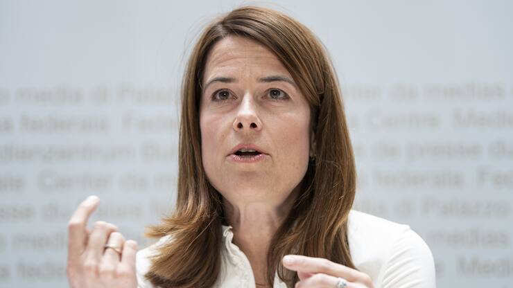 Parteipraesidentin und Nationalraetin Petra Goessi, SZ, von der FDP die Liberalen Schweiz, aeussert sich an einer Medienkonferenz zur Umfrage ueber eine liberale Umwelt- und Klimapolitik, am Mittwoch, 28. Maerz 2019, in Bern. .(KEYSTONE/Peter Schneider)