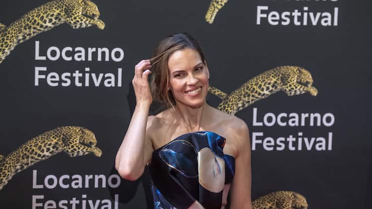 Actress Hilary Swank from USA on the red carpet at the Piazza Grande of the 72th Locarno International Film Festival in Locarno , Switzerland, Friday, August 9, 2019. The Festival del film Locarno runs from 7 to 17 August 2019. (KEYSTONE/Urs Flueeler)