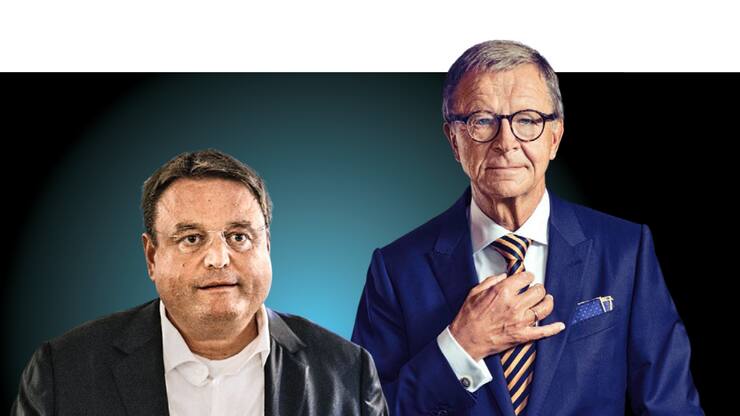 STEIFE BRISE Die Aktien von Kühne+Nagel steuern unter CEO Stefan Paul (l.) und Präsident Jörg Wolle seit Längerem Richtung Süden.