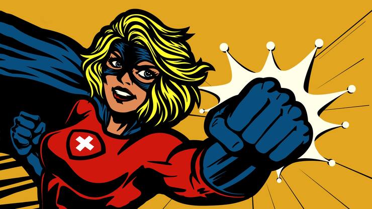 Helvetia Schweiz Superwoman