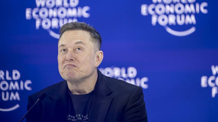 Elon Musk, speaks during a panel discussion during the 56th annual meeting of the World Economic Forum, WEF, in Davos, Switzerland, Thursday, January 22, 2026. The meeting under the topic "A Spirit of Dialogue" brings together entrepreneurs, scientists, corporate and political leaders in Davos and takes place from January 19 to 23 in Davos.(KEYSTONE/Gian Ehrenzeller)