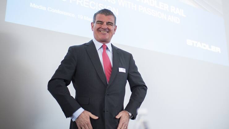 Verwaltungsratspraesident Peter Spuhler an der Bilanzmedienkonferenz von Stadler Rail, am Dienstag,19. Maerz 2019, in Bussnang. Das Unternehmen hat heute mitgeteilt, in den naechsten Monaten einen Boersengang anzustreben. (KEYSTONE/Gian Ehrenzeller)