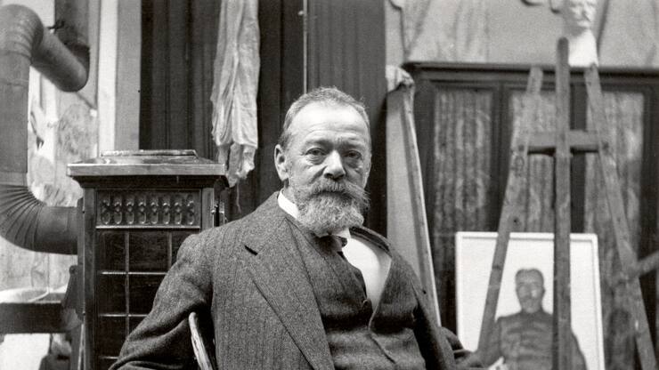 Ferdinand Hodler in seinem Genfer Atelier 1916