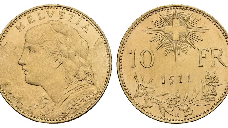 Das 10-Franken-Goldvreneli von 1911.