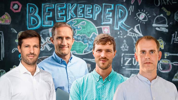 Bleiben der Firma erhalten: die Beekeeper-­Gründer Daniel Sztutwojner, ­Cristian Grossmann, Flavio Pfaffhauser und ­Andreas Slotosch (v.l.).