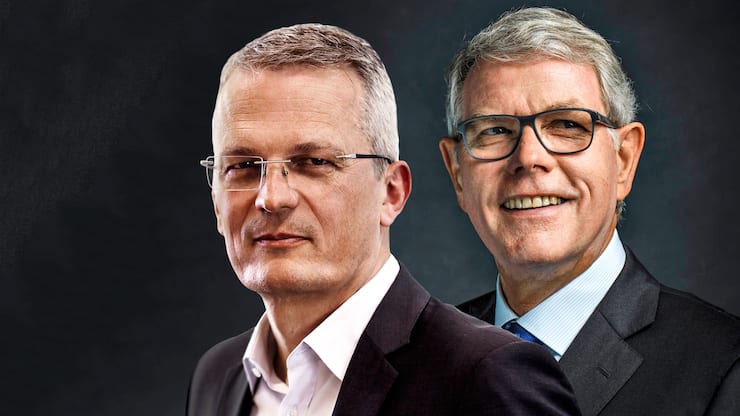 Lonza: Der 50-jährige Pierre-Alain Ruffieux (l.) wird auf November von Roche eingewechselt. Bis dahin führt Präsident Albert Baehny den Konzern weiter im Doppelmandat.