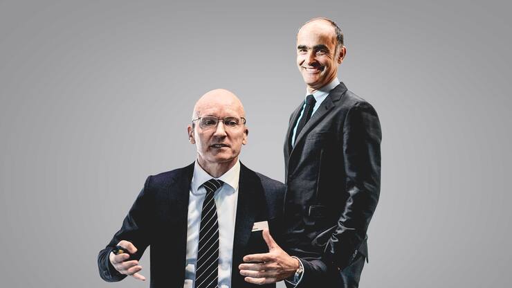 Emmi-CEO Urs Riedener (l.) und Givaudan-Chef Gilles Andrier 