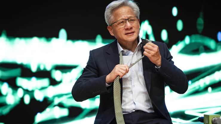 <p>Nvidia-CEO Jensen Huang jubelt über gute Quartalszahlen.</p>