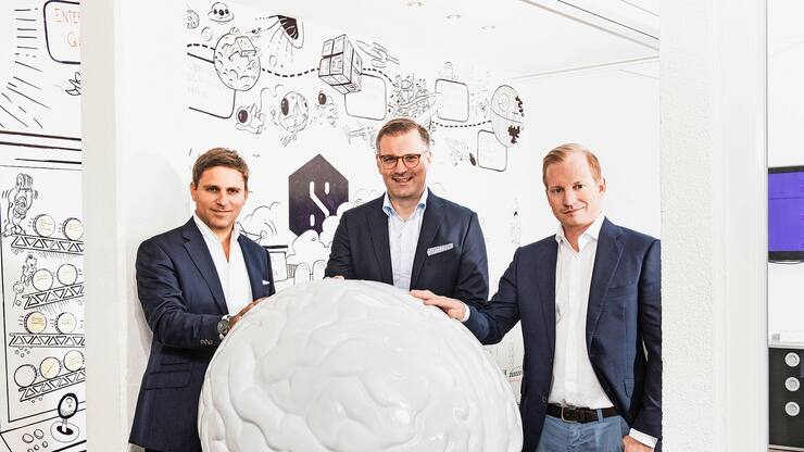 Pascal Kaufmann, Oliver Muhr und Marc Vontobel (v.l.) von Starmind, einem Start-up für künstliche Intelligenz