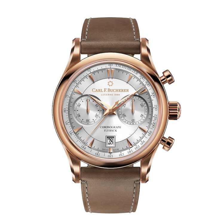 Eine Variante der aufgefrischten Manero-Linie: Flyback im 43-mm-Roségoldgehäuse.