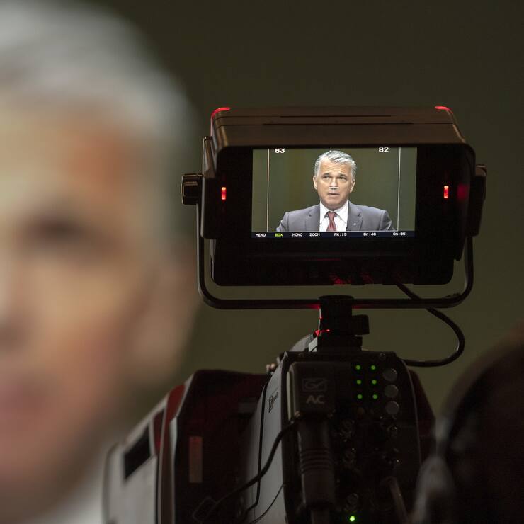 Sergio P. Ermotti, Group Chief Executive Officer of Swiss Bank UBS, pictured during the general assembly of the UBS in Basel, Switzerland, on Thursday, May 2, 2019. (KEYSTONE/Georgios Kefalas)