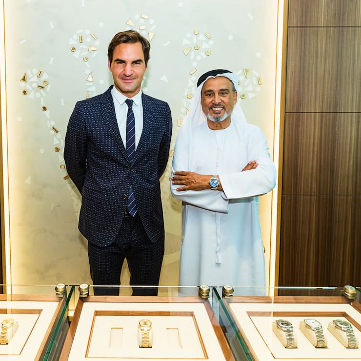 Weltgrösste Rolex-Boutique: Roger Federer mit Abdul Hamied Ahmed Seddiqi von der Seddiqi Holding.