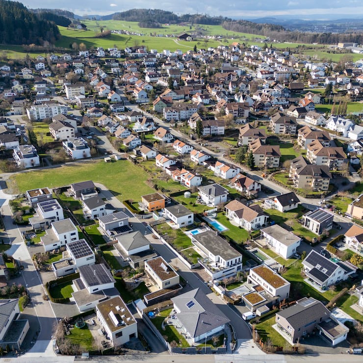 Foto: Sven Thomann, 19.2.2024, Wilen bei Wil (TG): Luftaufnahme von Einfamilienhaeusern. SymbolbildRMS