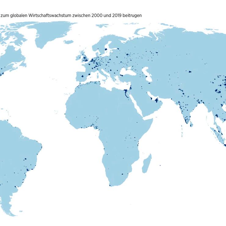Weltkarte mit Wirtschaftszentren